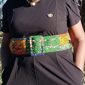 Soldout -Wide - Buckle Belt (African Print)